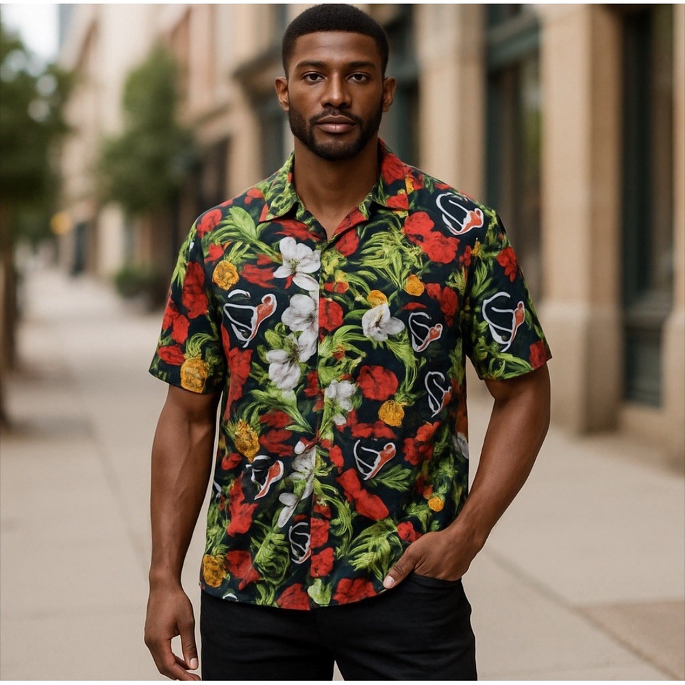 NFL Houston Texas Men's Button Down Hawaii NFL Team Apparel Football Hawaii L